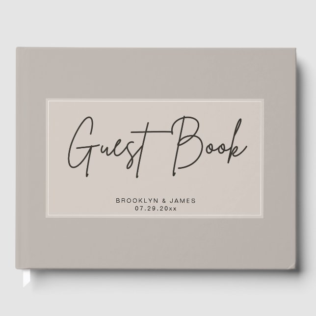 Beige Minimal Bröllop Guest Bok (Framsida)