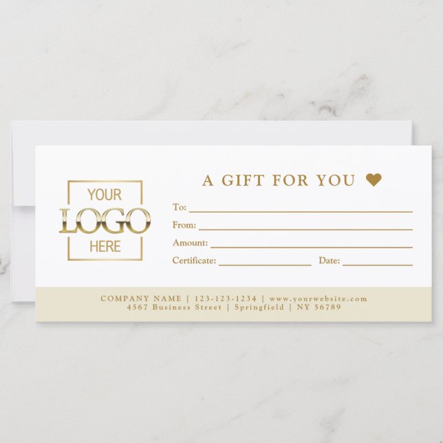 Beige Minimal Business Gift Certificate Template (Framsida)