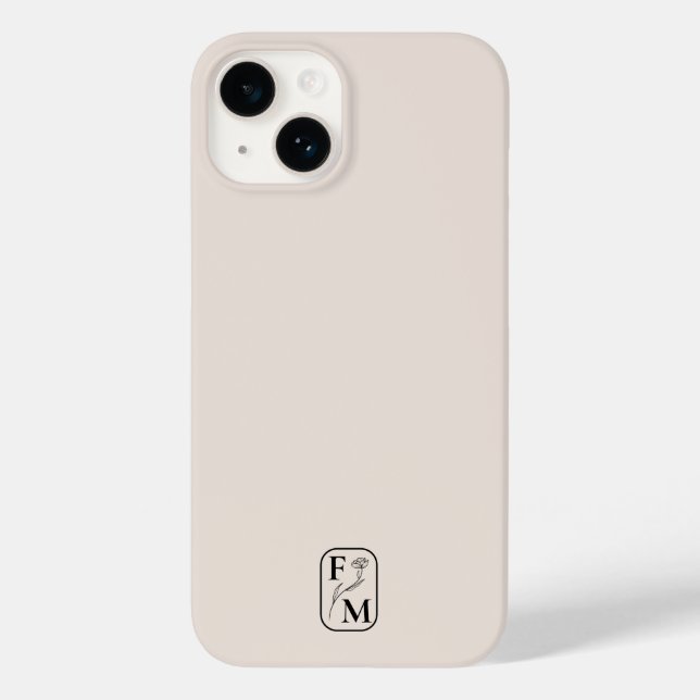 Beige Minimal Modern Initial Botanisk Monogram (Baksida)