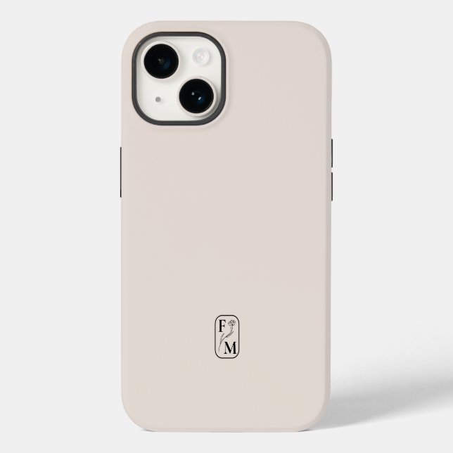 Beige Minimal Modern Initial Botanisk Monogram (Baksida)