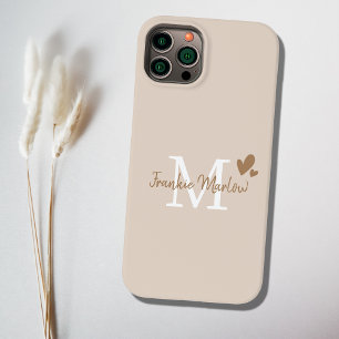 Beige Minimal Modern Initial Monogram Namn