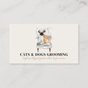 Beige Minimal modern Soffa Pug Hund Cat Pet Visitkort