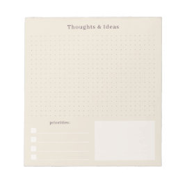 Beige minimal och enkla Tankar & idéer  Anteckningsblock