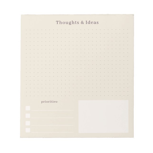 Beige minimal och enkla Tankar & idéer  Anteckningsblock (Framsida)