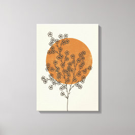 Beige Minimalist Abstrakt Flower Canvas