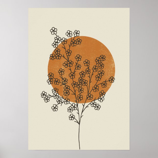 Beige Minimalist Abstrakt Flower Poster (Framsidan)