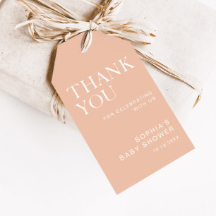 Beige Minimalist Baby Shower Presentetikett