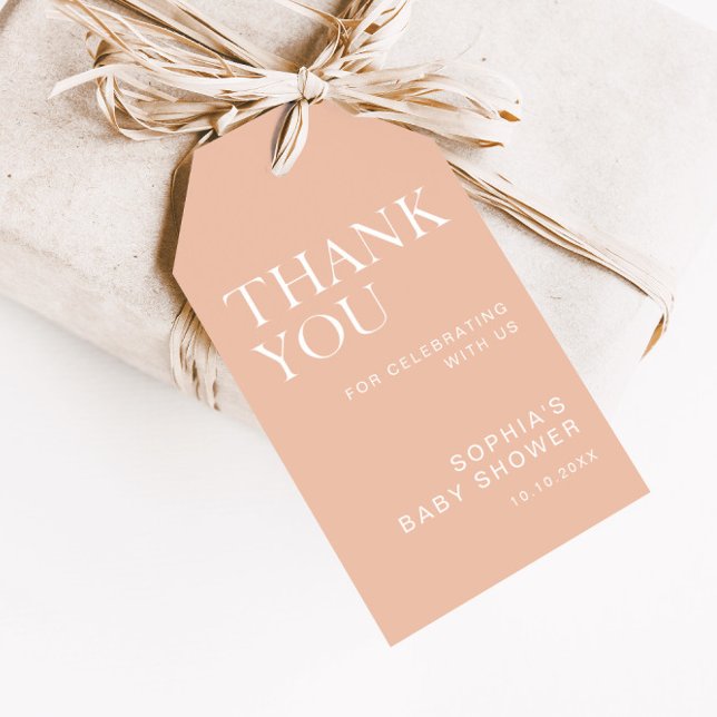 Beige Minimalist Baby Shower Presentetikett (Skapare uppladdad)