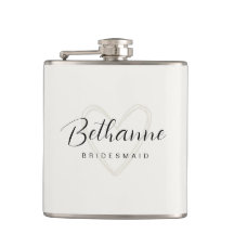 Beige Minimalist Bridesmaid Flask Gift