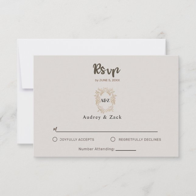 Beige Minimalist BRÖLLOP OSA CARD (Framsida)
