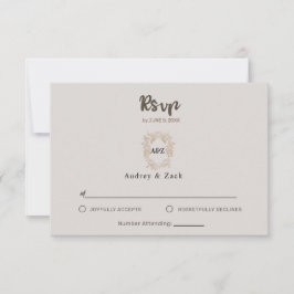 Beige Minimalist BRÖLLOP OSA CARD Kort