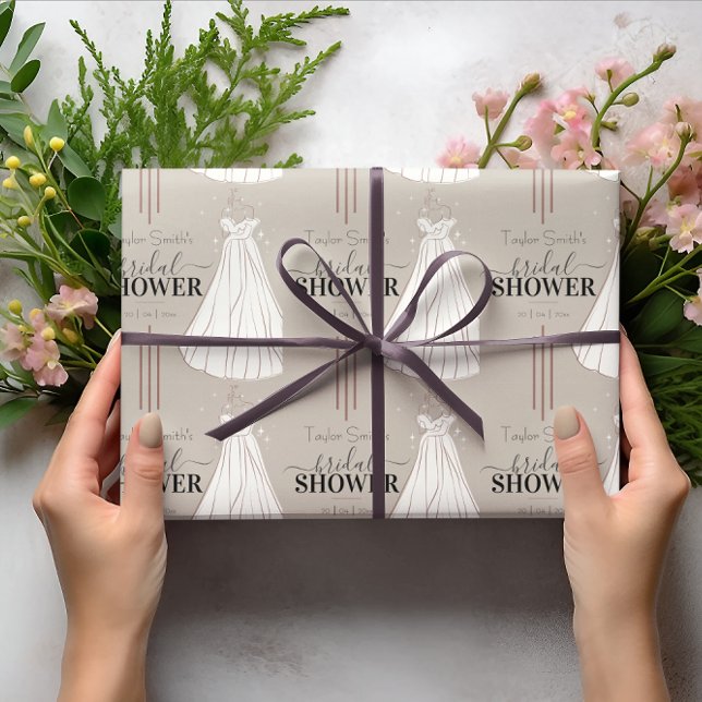Beige minimalist bröllopsfest Söt Presentpapper (Skapare uppladdad)
