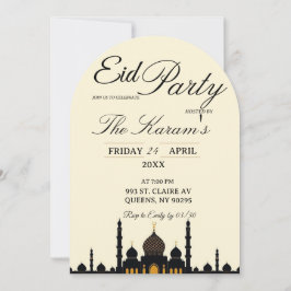 Beige Minimalist elegant Eid Party Invitation Card Inbjudningar