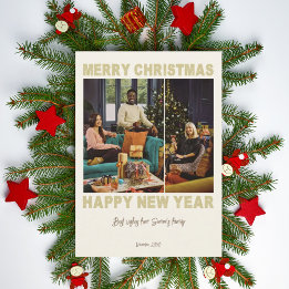 Beige minimalist fotokollage Julkort