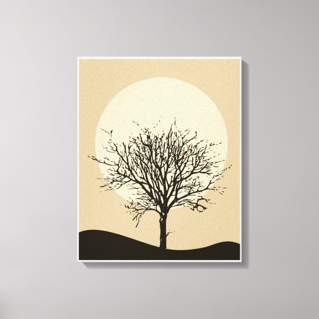 Beige Minimalist Illustration Måne Canvas (Framsida)