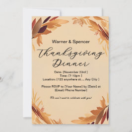 Beige Minimalist Wandeand Thanksgiving Middag Inbjudningar