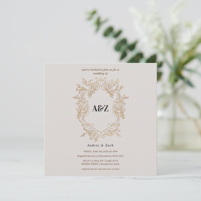 Beige Minimalist WEDDING-INBJEKTKORT (Stående Fram)