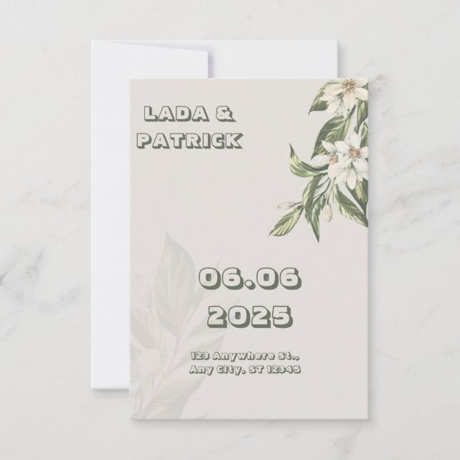 Beige Minimalistisk bröllopsinbjudan Inbjudningar (Framsida)