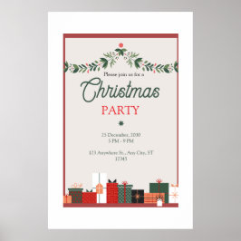 Beige minimalistisk elegant enkel julfest poster