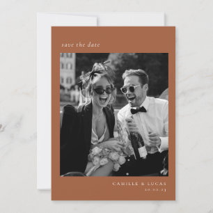 Beige Minimalistisk Elegant Foto Spara datumet Inbjudningar