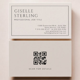 Beige minimalistisk QR-kod professionell Visitkort