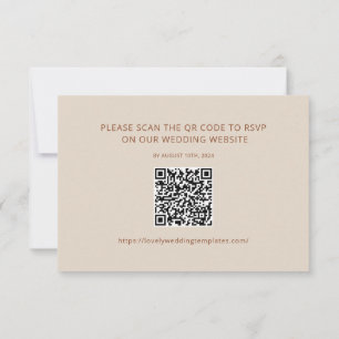 Beige - minimalistiskt QR-kodkort för Bröllop OSA Anteckningskort