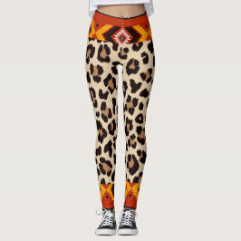 Beige Mix tiger Mönster Capri Leggings