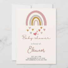 Beige Modern Cute Rainbow Baby Shower