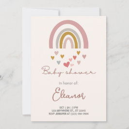 Beige Modern Cute Rainbow Baby Shower Inbjudningar