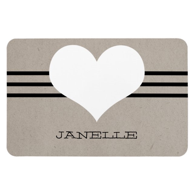 Beige Modern Heart Flexi Magnet (Horisontell)