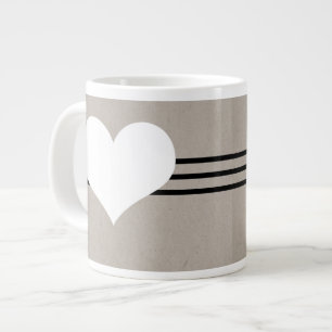 Beige Modern Heart Jumbo Mugg