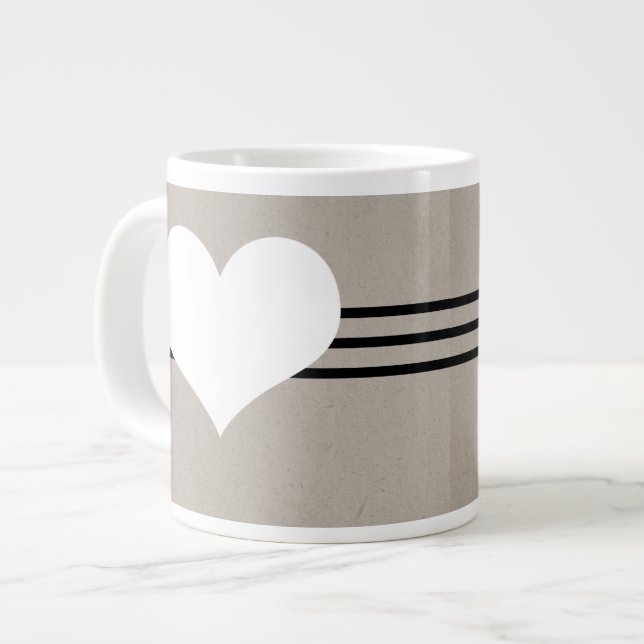 Beige Modern Heart Jumbo Mugg (Framsida vänster)