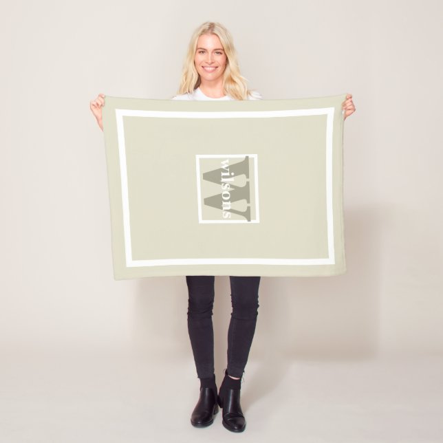 Beige Modern Initial och Namn Ull Baby Blanket Fleecefilt (På plats)