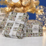 Beige modern jultomte för multifoto presentpapper<br><div class="desc">Den naturliga contemporaryn i Beige,  den natura,  moderna eleganten,  rustik,  mutade färg beige,  svart och vitt multifotokollage helgdag jultomten Reindeer,  unikt personligt listat helgdag presentfigurbyte.</div>