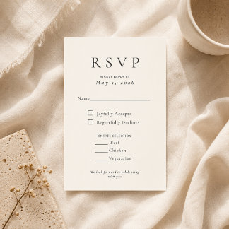 Beige Modern Minimal Bröllops-RSVP-Kort OSA Kort