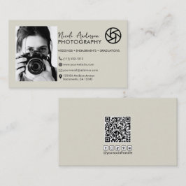 Beige Modern Minimal Fram Logo Fotografi Foto Visitkort