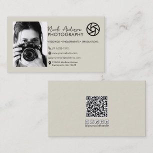 Beige Modern Minimal Fram Logo Fotografi Foto Visitkort