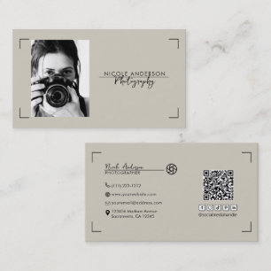 Beige Modern Minimal Rent Logotyp Fotografi Foto Visitkort