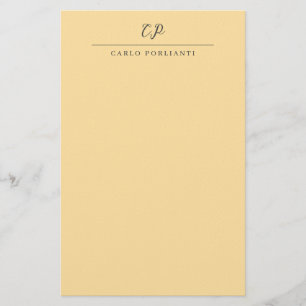 Beige Modern Monogram Svart Konst Bokstavsnamn Brevpapper