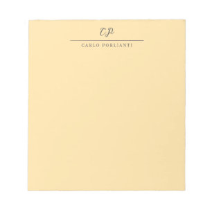 Beige Modern Monogram Svart Konstspråk Enkel Namn Anteckningsblock