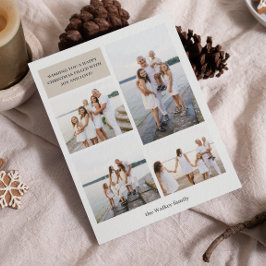 Beige Modern Neutralt 4 Photo Elegant Julkort