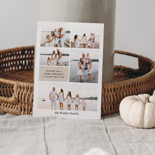 Beige Modern Neutralt 5 Photo Elegant Julkort