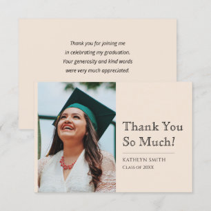 Beige Modern Script Photo Studenten Tack Kort