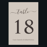 Beige Modern Script Romantic Wedding Table Number Bordsnummer<br><div class="desc">Beige Modern Script Romantic Wedding Table Number</div>