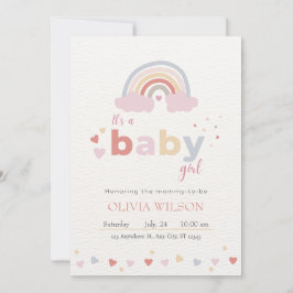 Beige Modern Söt Regnbåge Baby Shower Inbjudningar