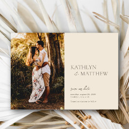 Beige Modern Whimsical Script Boho Spara datumet Magnetisk Inbjudningskort