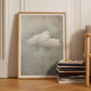 Beige molntryck Moody molnmålning Beige vägg Poster