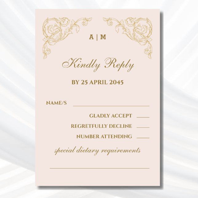 Beige Monogram Baroque Bröllop OSA Vintage (Skapare uppladdad)