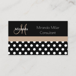 Beige Monogram Black White Polka Dot Visitkort