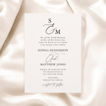 Beige Monogram Calligraphy Formal Bröllop